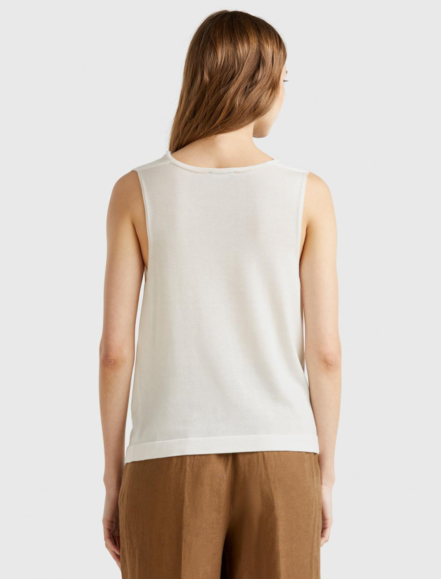 Kadın Krem %100 Liyosel Kolsuz Regular Fit Kazak Kadın Krem %100 Liyosel Kolsuz Regular Fit Kazak