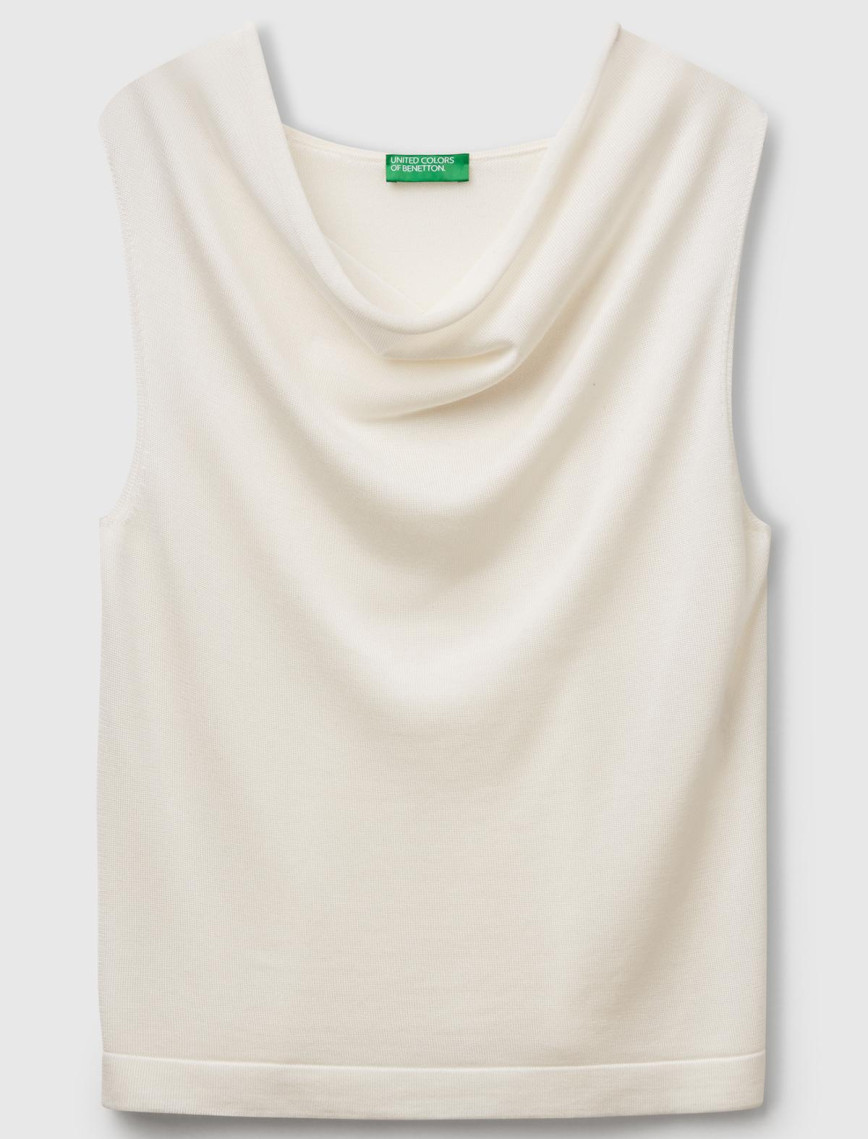 Kadın Krem %100 Liyosel Kolsuz Regular Fit Kazak Kadın Krem %100 Liyosel Kolsuz Regular Fit Kazak