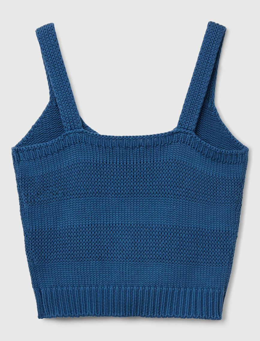 Kadın Denim %100 Pamuk Şerit Efektli Örme Relax Fit V Yaka Triko Atlet