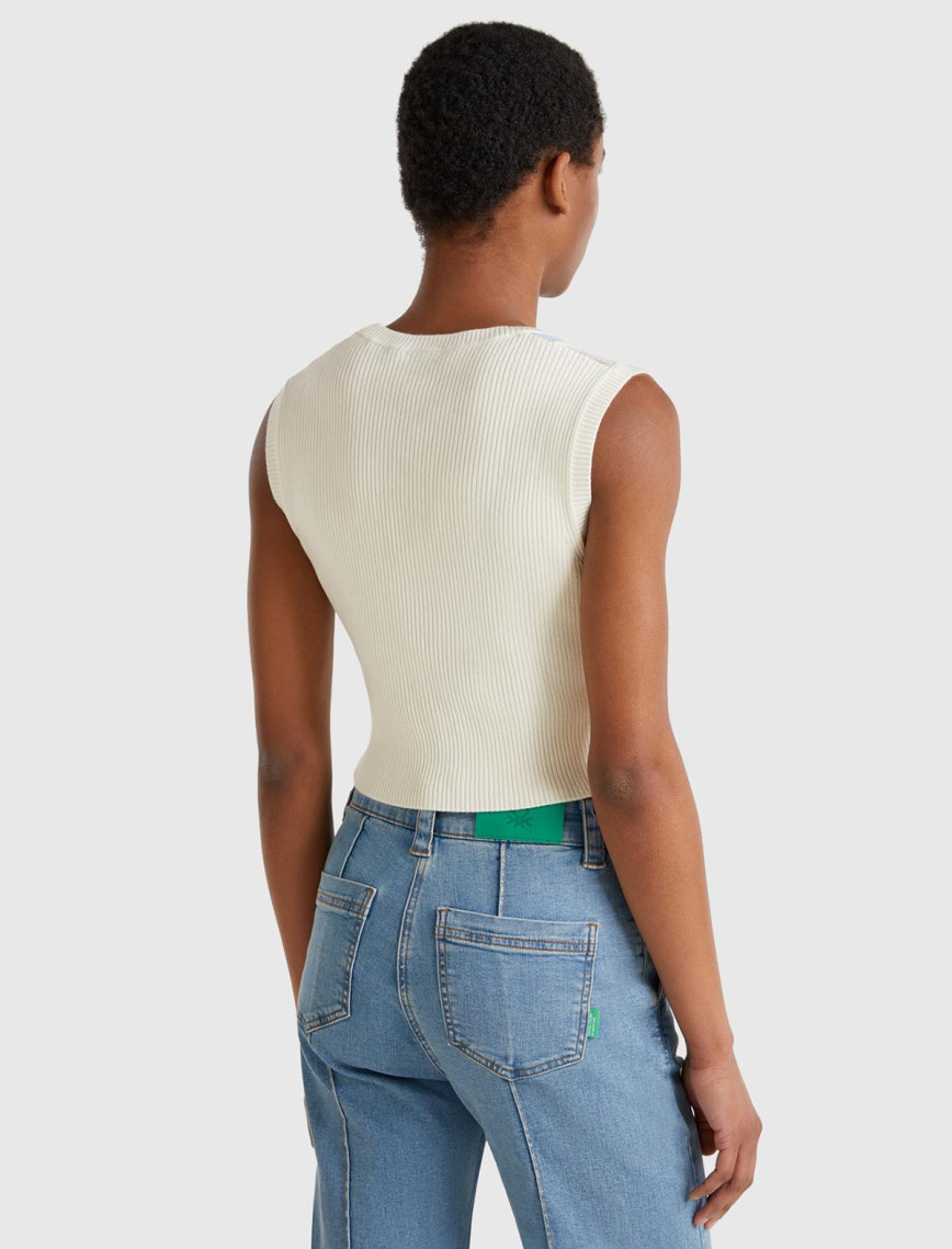 Kadın Krem Baklava Desenli Nervür Detaylı Ribanalı Crop Süveter Kadın Krem Baklava Desenli Nervür Detaylı Ribanalı Crop Süveter