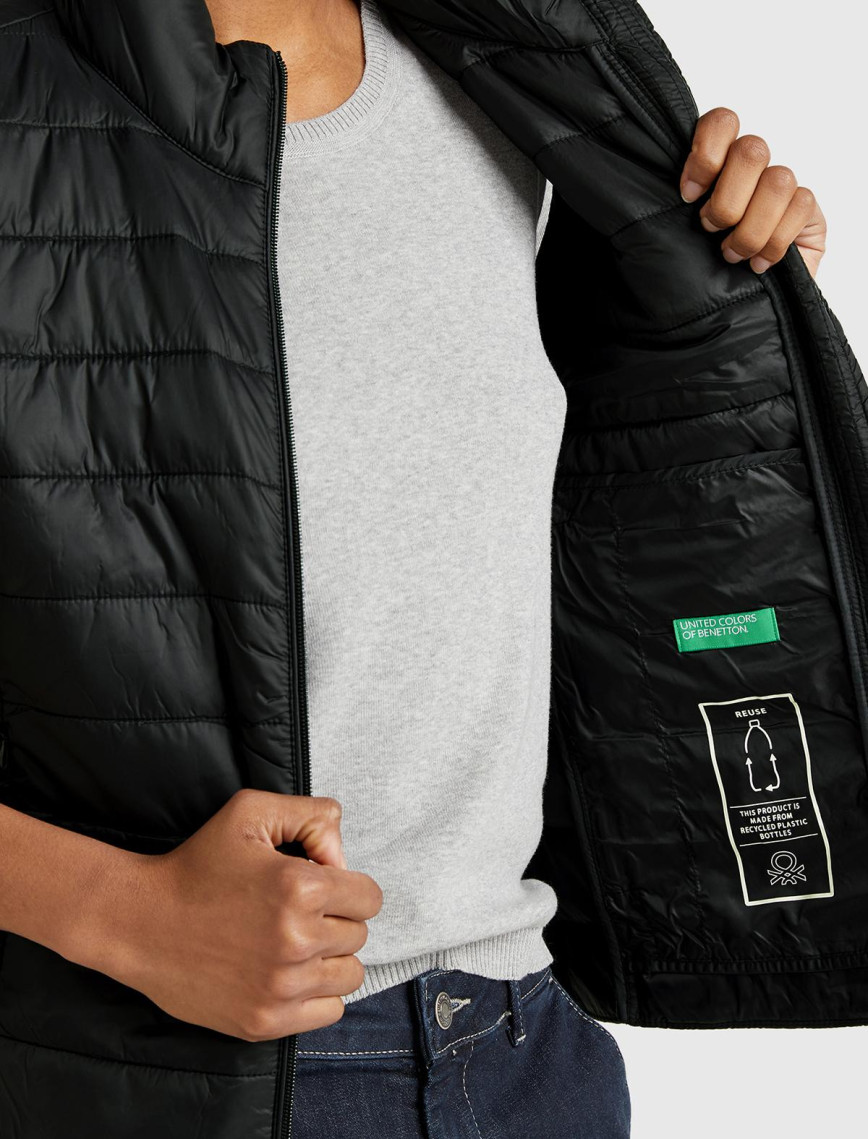 Kadın Siyah Polyester Dolgulu Fermuarlı Slim Fit Pufa Yelek Kadın Siyah Polyester Dolgulu Fermuarlı Slim Fit Pufa Yelek