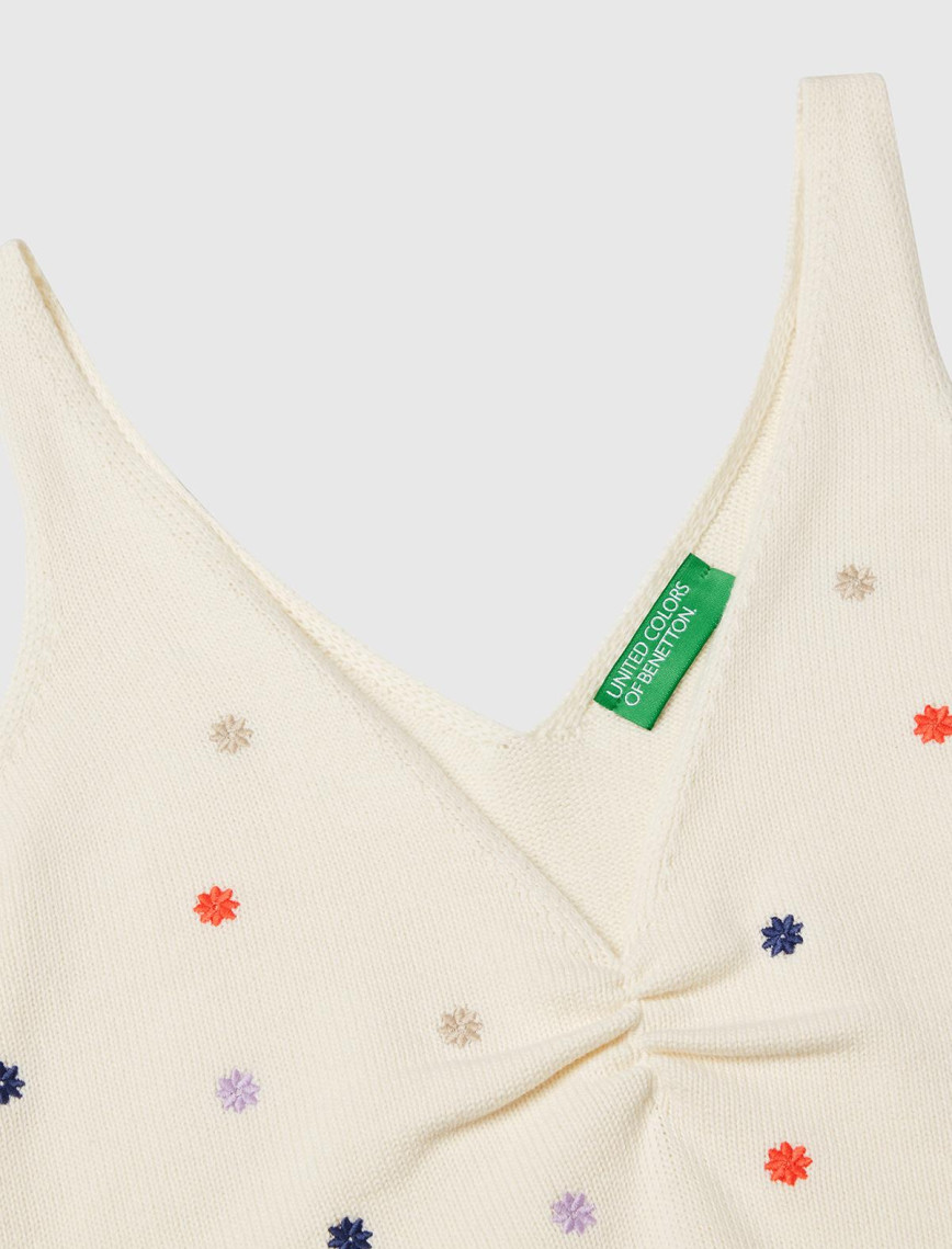 Kadın Krem %100 Pamuk Çiçek İşlemeli Göğsü Büzgülü Regular Fit Triko Atlet Kadın Krem %100 Pamuk Çiçek İşlemeli Göğsü Büzgülü Regular Fit Triko Atlet