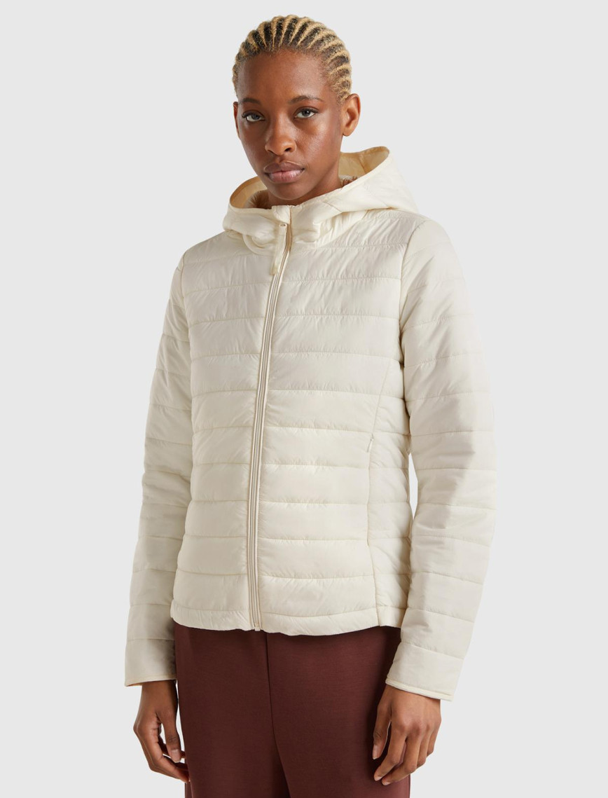 Kadın Krem Polyester Dolgulu Feramuarlı Kapüşonlu Slim Fit Puffer Mont Kadın Krem Polyester Dolgulu Feramuarlı Kapüşonlu Slim Fit Puffer Mont