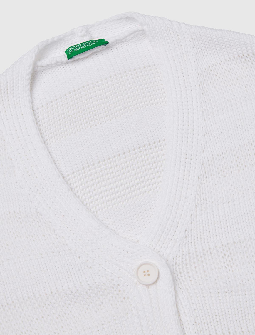 Kadın Beyaz %100 Pamuk Şerit Efektli Düşük Omuzlu Örme Relax Fit Hırka Kadın Beyaz %100 Pamuk Şerit Efektli Düşük Omuzlu Örme Relax Fit Hırka