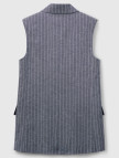 Kadın Lacivert Pamuk ve Keten Karışımlı İnce Çizgili Cepli Kruvaze Yelek Kadın Lacivert Pamuk ve Keten Karışımlı İnce Çizgili Cepli Kruvaze Yelek