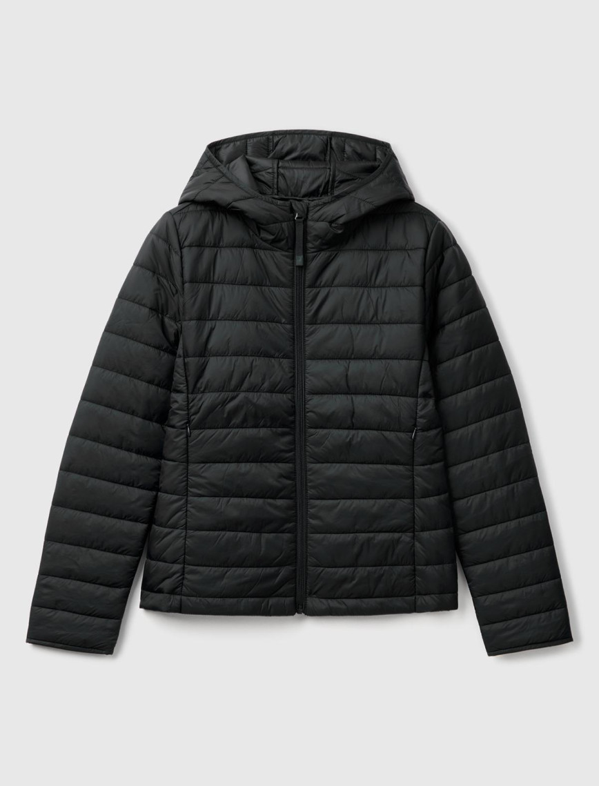 Kadın Siyah Polyester Dolgulu Feramuarlı Kapüşonlu Slim Fit Puffer Mont Kadın Siyah Polyester Dolgulu Feramuarlı Kapüşonlu Slim Fit Puffer Mont