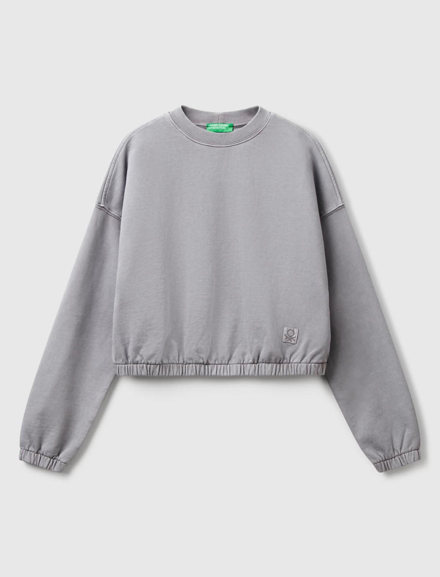 Kadın Antrasit %100 Pamuk Logo Baskılı Düşük Omuzlu Relax Fit Sweatshirt Kadın Antrasit %100 Pamuk Logo Baskılı Düşük Omuzlu Relax Fit Sweatshirt