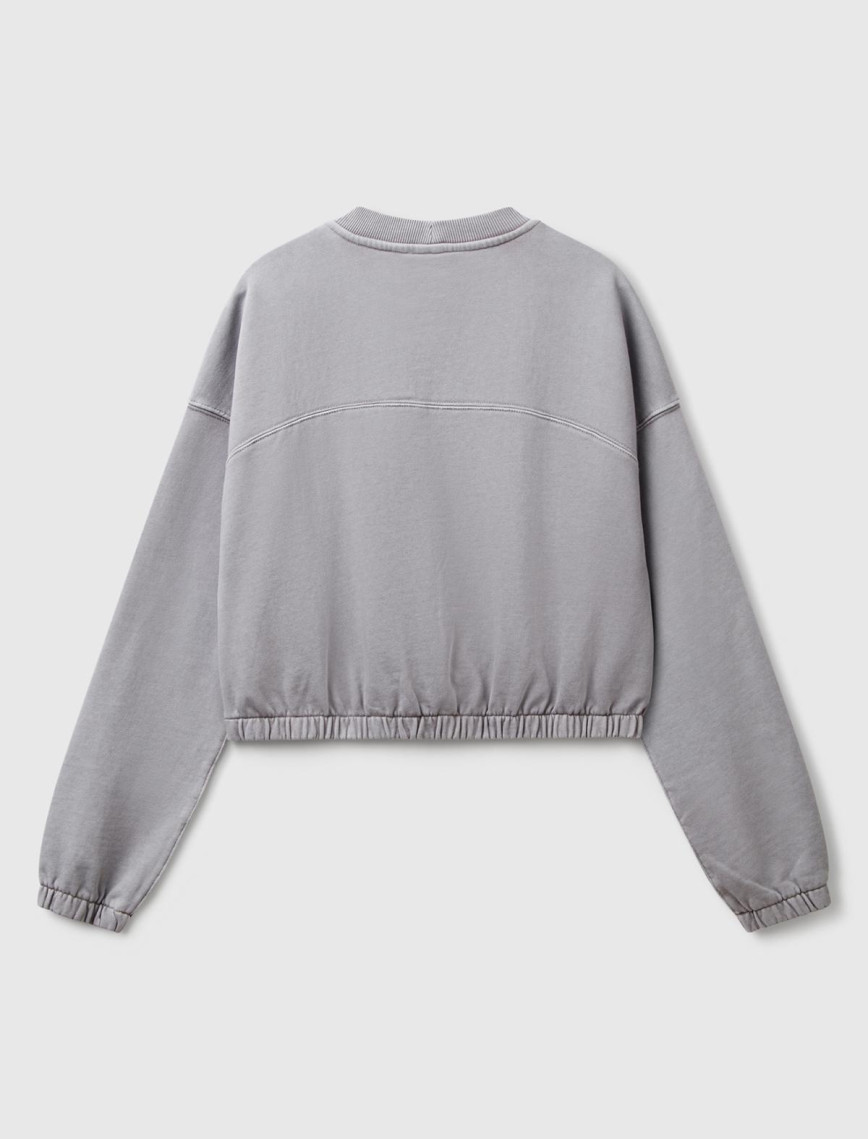 Kadın Antrasit %100 Pamuk Logo Baskılı Düşük Omuzlu Relax Fit Sweatshirt Kadın Antrasit %100 Pamuk Logo Baskılı Düşük Omuzlu Relax Fit Sweatshirt