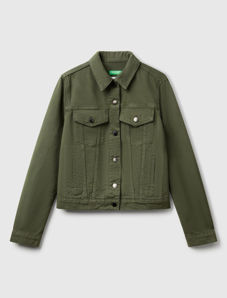 Kadın Soluk Yeşil %100 Pamuk Yanları Cepli Straight Fit Denim Ceket Kadın Soluk Yeşil %100 Pamuk Yanları Cepli Straight Fit Denim Ceket