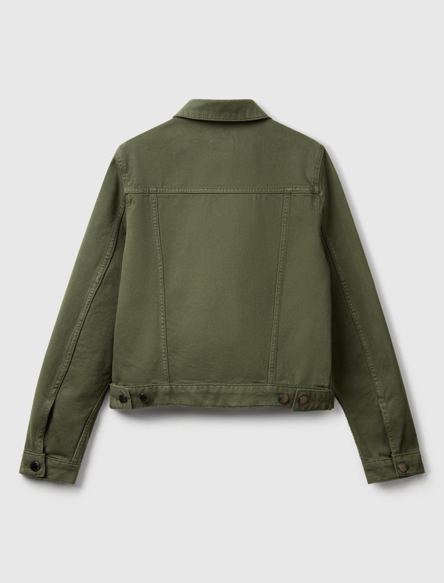 Kadın Soluk Yeşil %100 Pamuk Yanları Cepli Straight Fit Denim Ceket Kadın Soluk Yeşil %100 Pamuk Yanları Cepli Straight Fit Denim Ceket