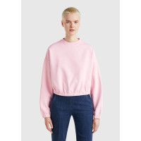 Kadın Pembe %100 Pamuk Logo Baskılı Düşük Omuzlu Relax Fit Sweatshirt Kadın Pembe %100 Pamuk Logo Baskılı Düşük Omuzlu Relax Fit Sweatshirt