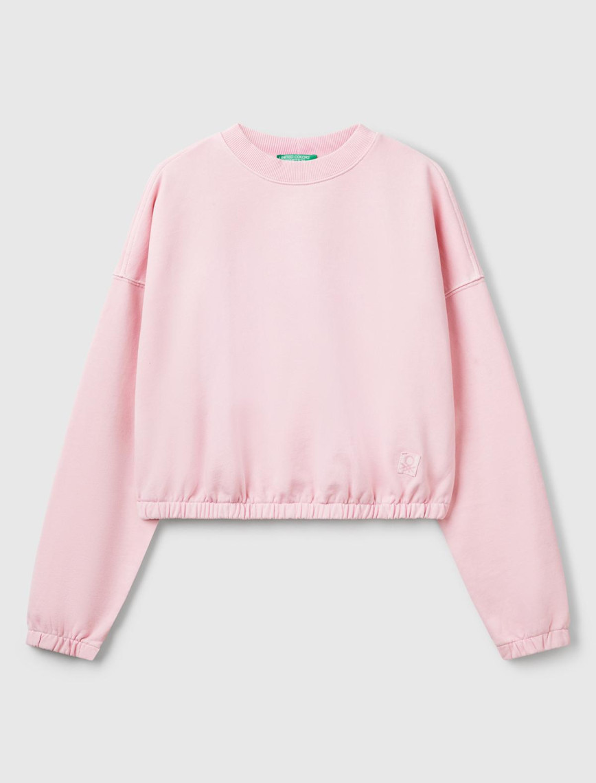 Kadın Pembe %100 Pamuk Logo Baskılı Düşük Omuzlu Relax Fit Sweatshirt Kadın Pembe %100 Pamuk Logo Baskılı Düşük Omuzlu Relax Fit Sweatshirt