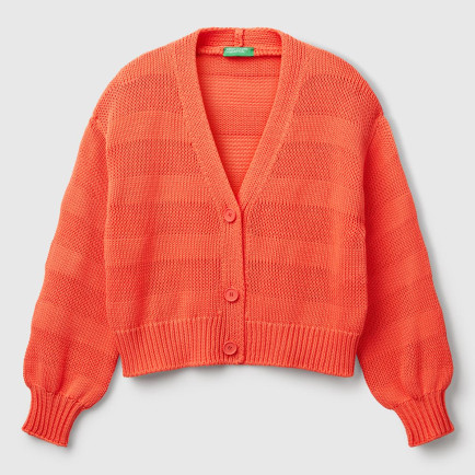 Kadın Turuncu %100 Pamuk Şerit Efektli Düşük Omuzlu Örme Relax Fit Hırka Kadın Turuncu %100 Pamuk Şerit Efektli Düşük Omuzlu Örme Relax Fit Hırka