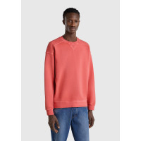 Erkek Mercan Pamuklu Logo Etiketi Detaylı Bisiklet Yaka Sweatshirt