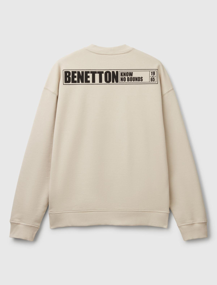 Erkek Taş Rengi Pamuk Karışımlı Önü Baskılı Relax Fit Sweatshirt Erkek Taş Rengi Pamuk Karışımlı Önü Baskılı Relax Fit Sweatshirt