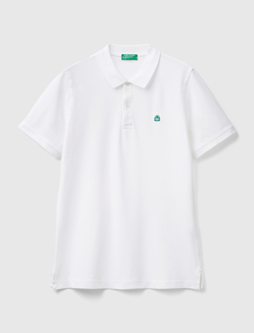 Erkek Beyaz %100 Koton Slim Fit Polo T-Shirt