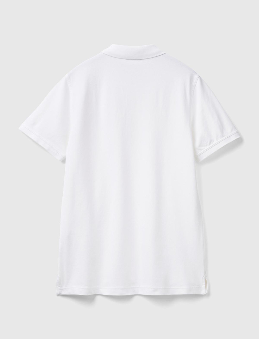 Erkek Beyaz %100 Koton Slim Fit Polo T-Shirt