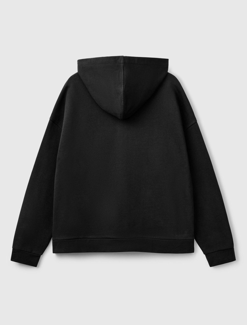 Kadın Siyah Logo Baskı Detaylı Kapüşonlu Relax Fit Sweatshirt Kadın Siyah Logo Baskı Detaylı Kapüşonlu Relax Fit Sweatshirt