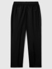 Kadın Siyah %100 Keten Beli Lastikli Pantolon