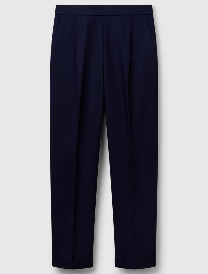 Kadın Lacivert Streç Pamuklu Arka Beli Lastikli Cepli Pantolon Kadın Lacivert Streç Pamuklu Arka Beli Lastikli Cepli Pantolon