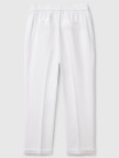 Kadın Beyaz %100 Keten Beli Lastikli Pantolon