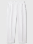 Kadın Beyaz %100 Keten Beli Lastikli Pantolon