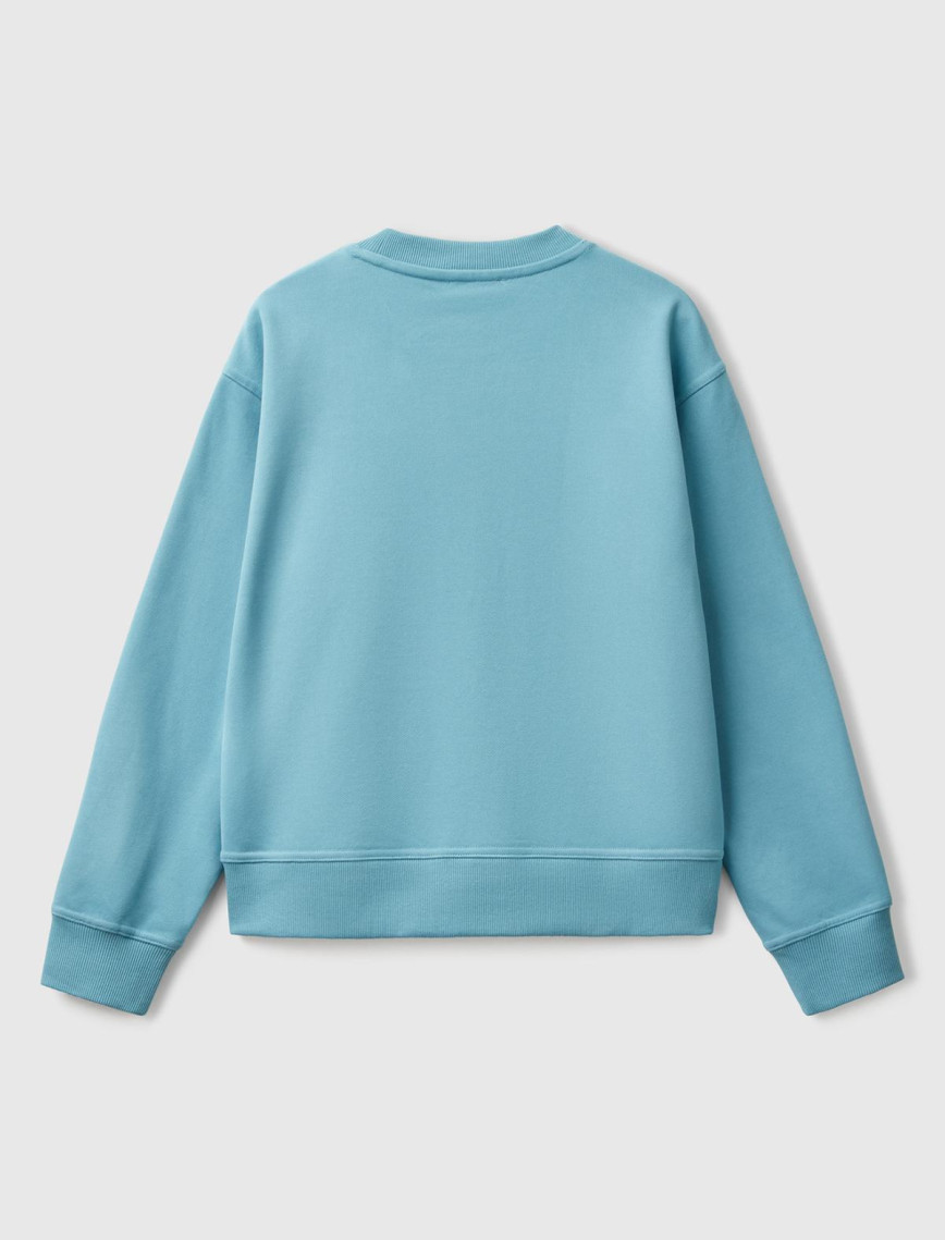 Kadın Mavi Koton Karışımlı Çiçek Desenli Sweatshirt Kadın Mavi Koton Karışımlı Çiçek Desenli Sweatshirt