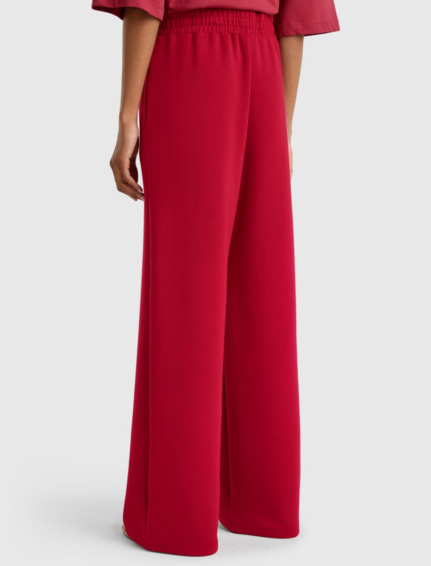 Kadın Bordo Modal Karışımlı Bol Paça Eşofman Altı