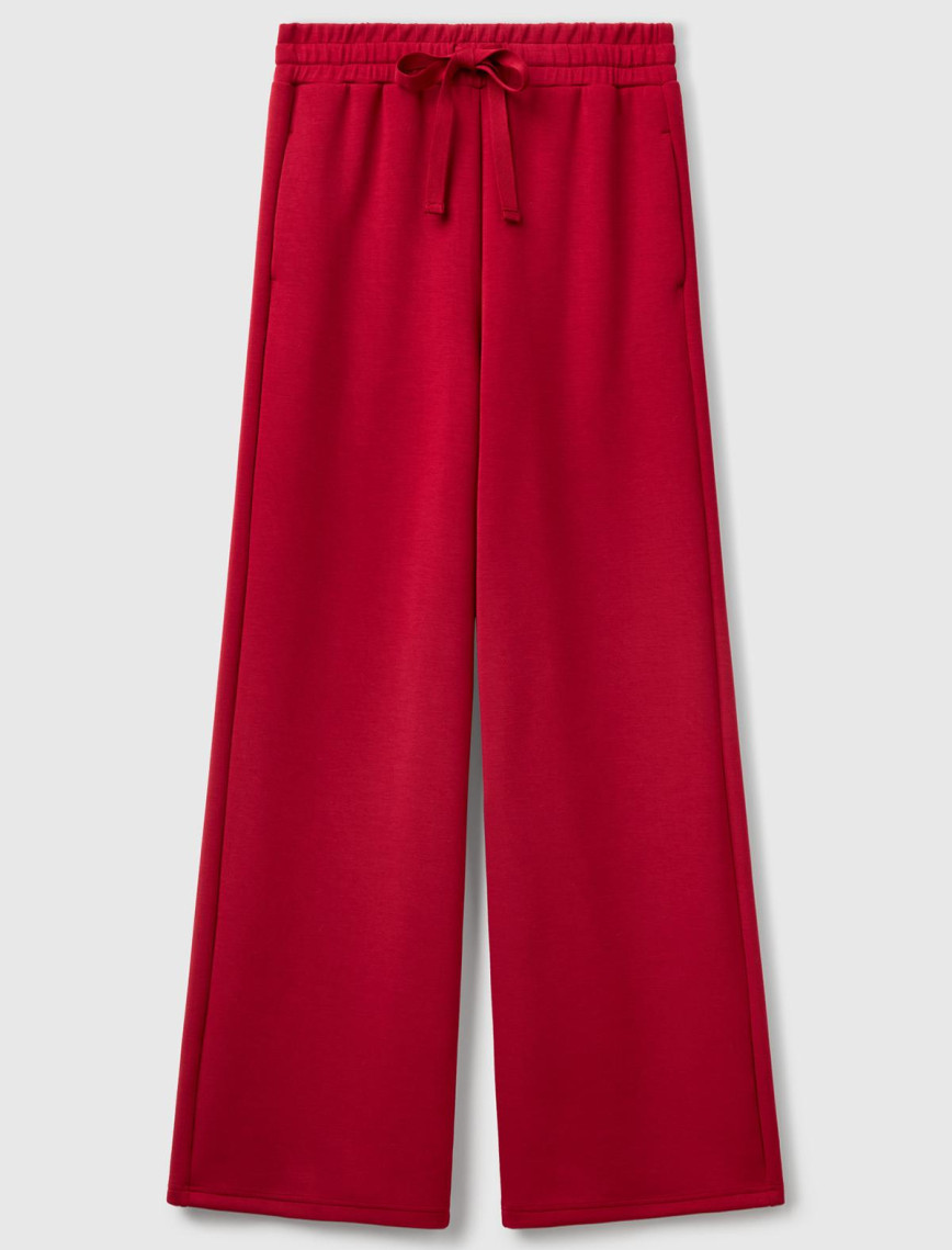 Kadın Bordo Modal Karışımlı Bol Paça Eşofman Altı