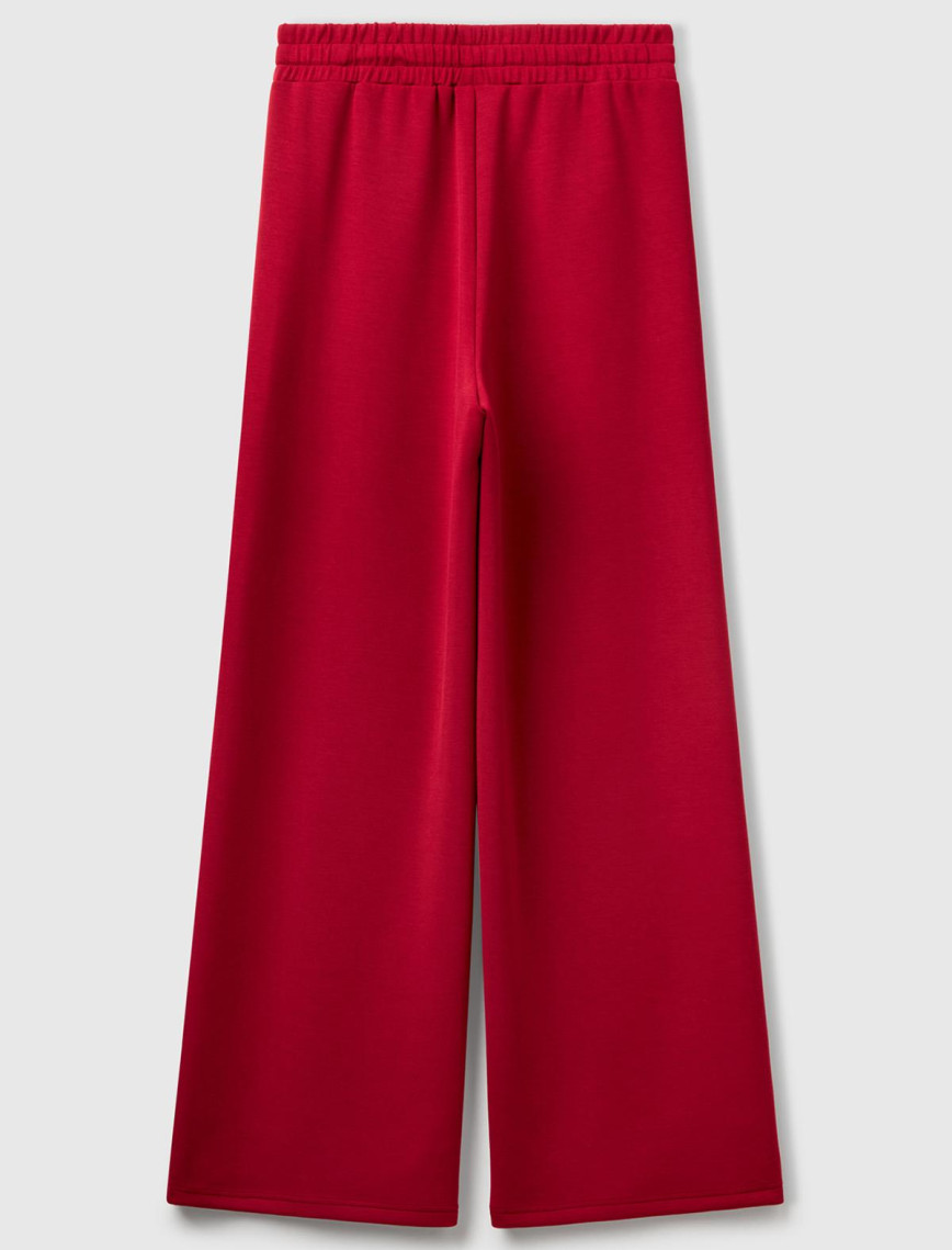 Kadın Bordo Modal Karışımlı Bol Paça Eşofman Altı