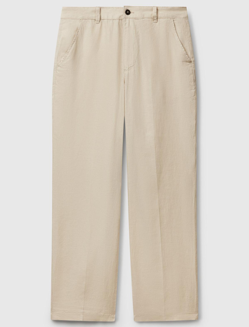 Erkek Taş Rengi %100 Keten Pantolon Erkek Taş Rengi %100 Keten Pantolon