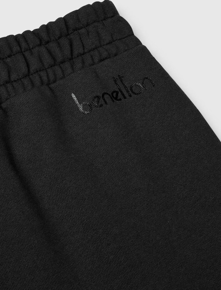 Kadın Siyah %100 Pamuk Manşetli Beli Lastikli Regular Fit Eşofman Altı