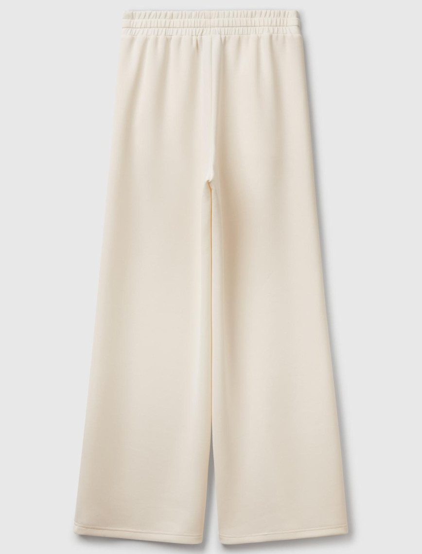 Kadın Krem Modal Karışımlı Bol Paça Eşofman Altı