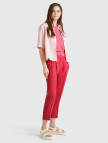 Kadın Fuşya %100 Keten Beli Lastikli Pantolon