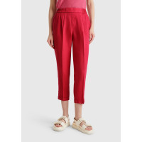 Kadın Fuşya %100 Keten Beli Lastikli Pantolon