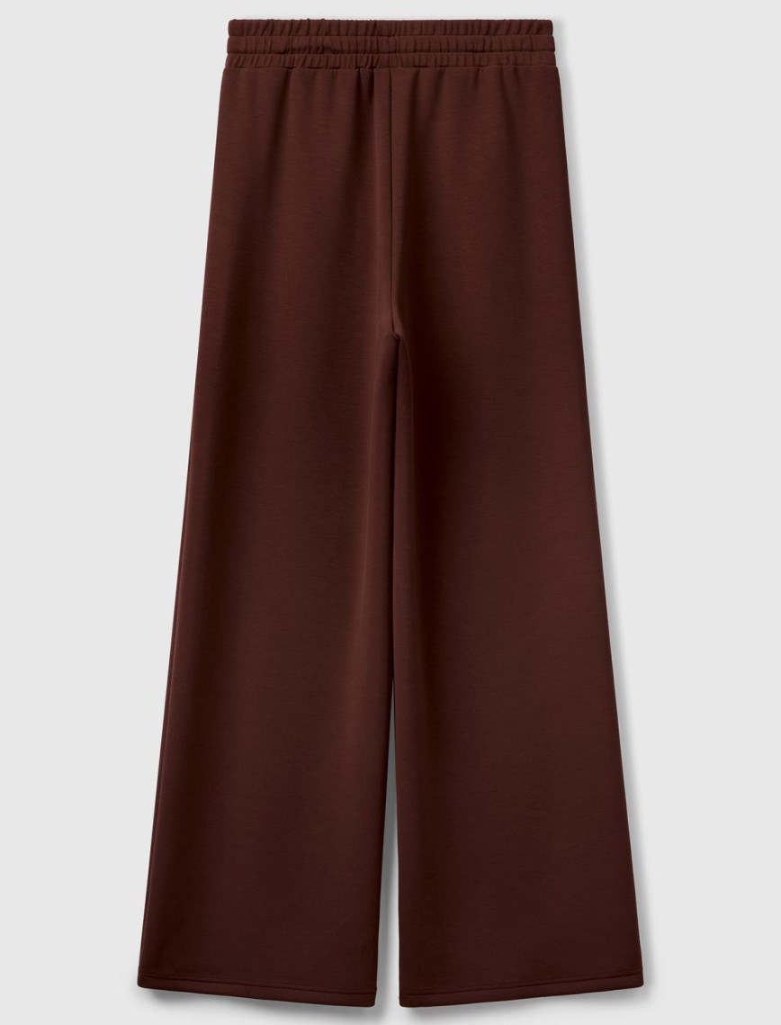 Kadın Kahverengi Modal Karışımlı Bol Paça Eşofman Altı