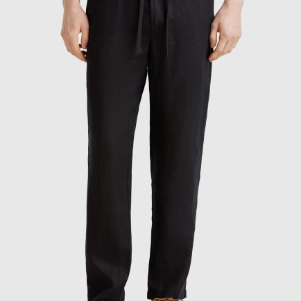 Erkek Siyah %100 Keten Beli İpli Pantolon Erkek Siyah %100 Keten Beli İpli Pantolon