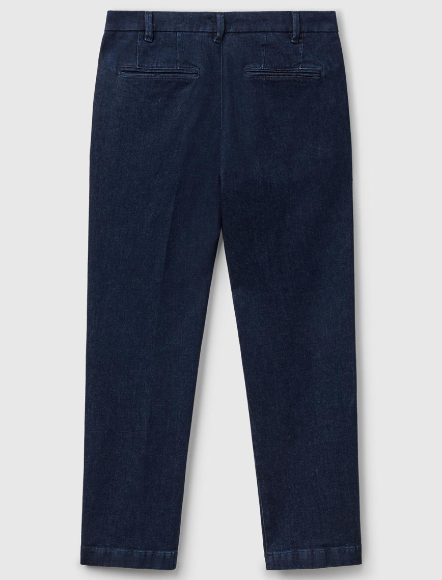 Erkek Koyu Mavi Slim Fit Denim Chino Pantolon Erkek Koyu Mavi Slim Fit Denim Chino Pantolon