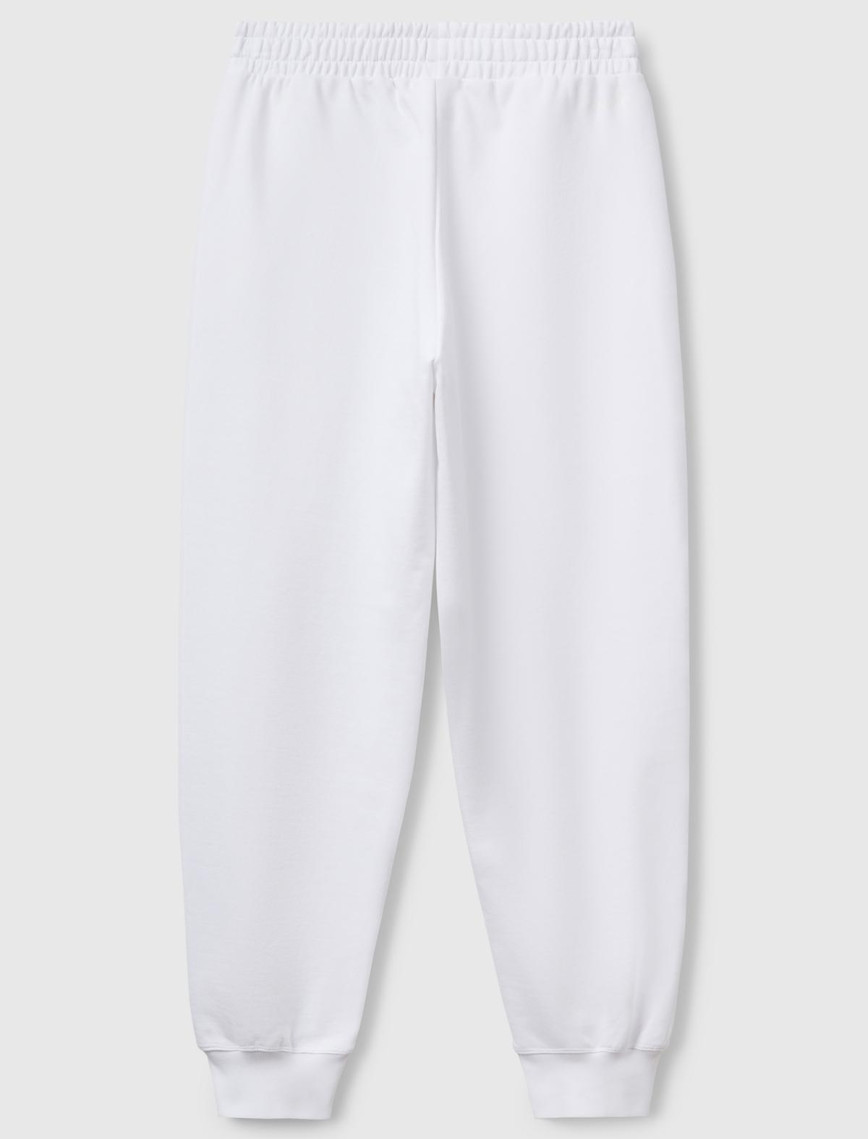 Kadın Beyaz %100 Pamuk Manşetli Beli Lastikli Regular Fit Eşofman Altı Kadın Beyaz %100 Pamuk Manşetli Beli Lastikli Regular Fit Eşofman Altı