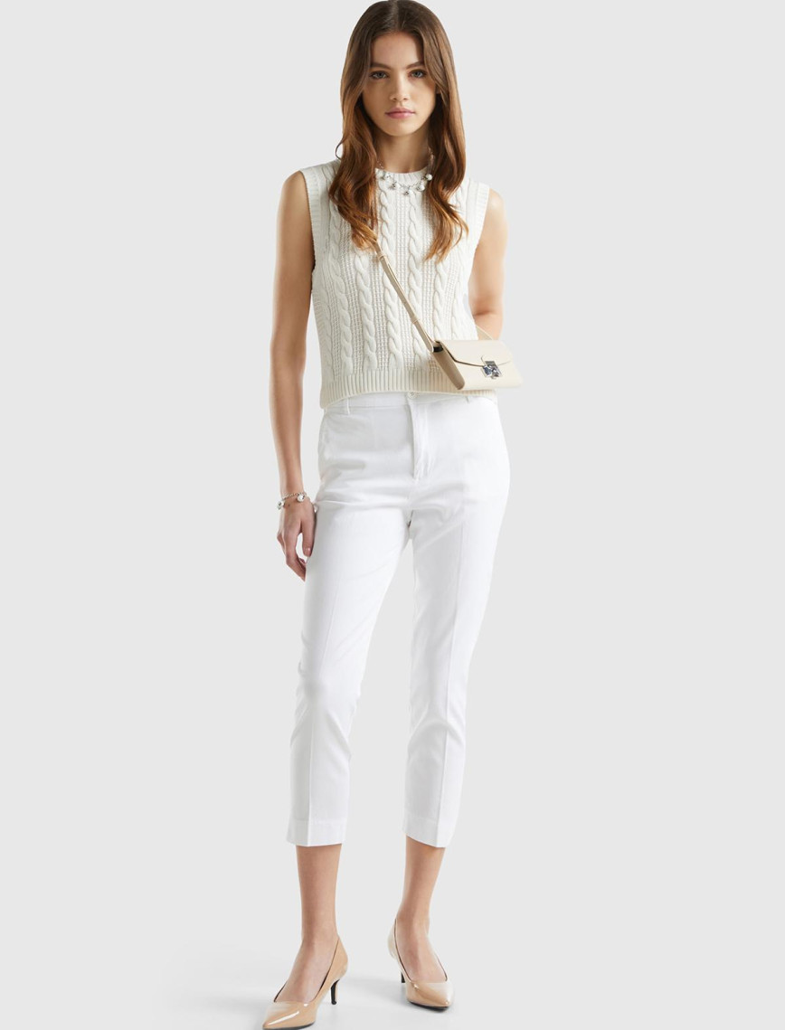 Kadın Beyaz Mevsimlik Chino Pantolon Kadın Beyaz Mevsimlik Chino Pantolon