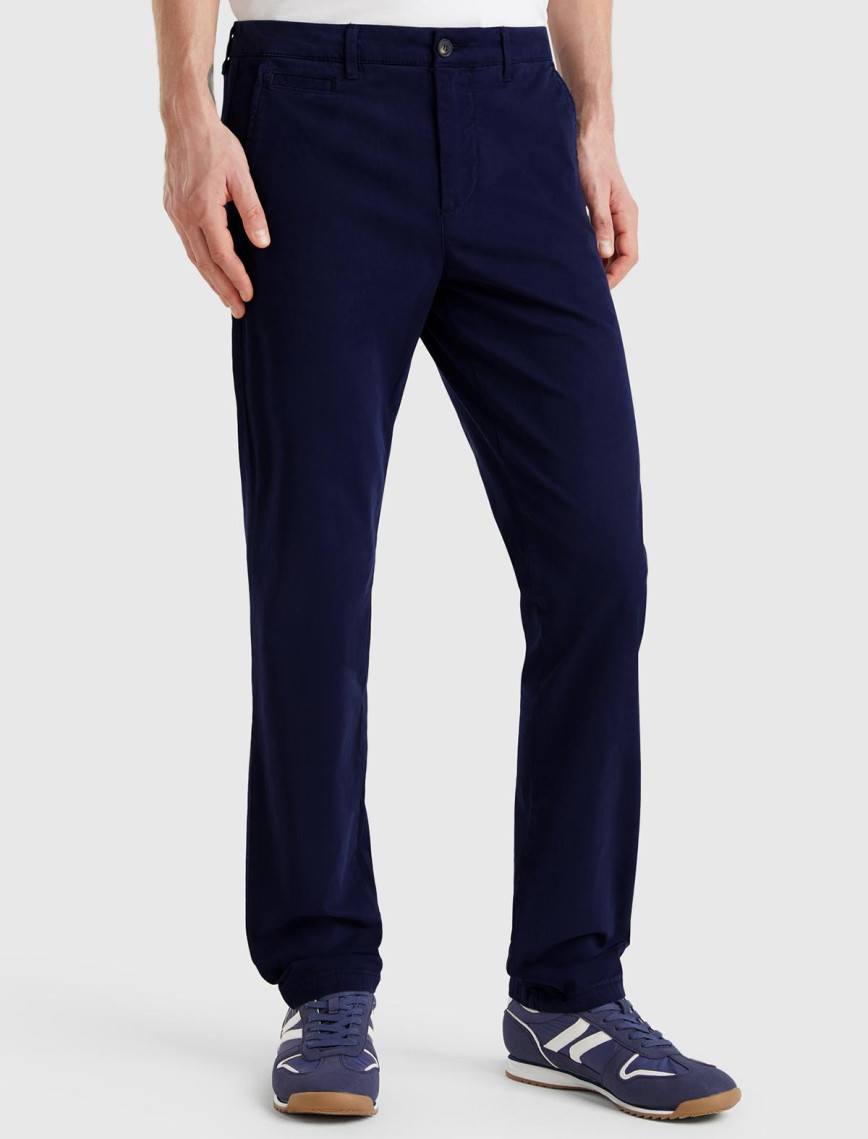 Erkek Lacivert Slim Fit Chino Pantolon