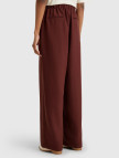 Kadın Kahverengi Liyosel Karışımlı Beli Lastikli Geniş Paça Pantolon Kadın Kahverengi Liyosel Karışımlı Beli Lastikli Geniş Paça Pantolon