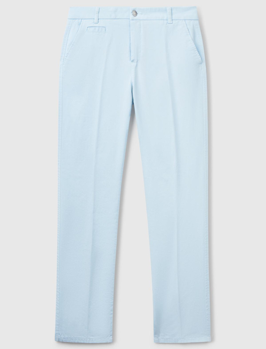 Kadın Açık Mavi Elastanlı Basic Chino Pantolon