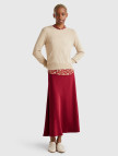 Kadın Bordo Viskoz Karışımlı Uzun Etek