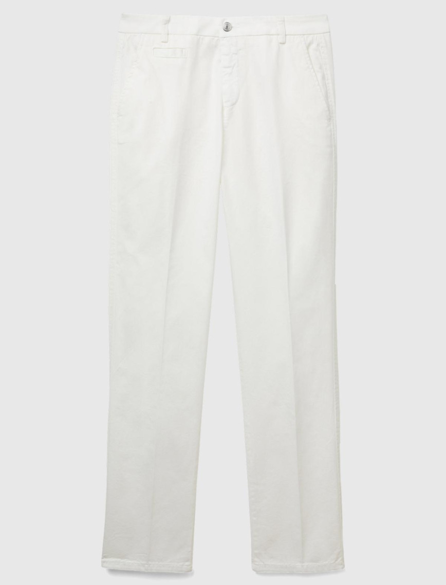 Kadın Beyaz Elastanlı Basic Chino Pantolon