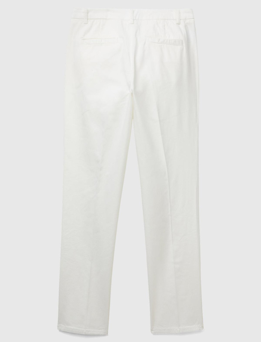 Kadın Beyaz Elastanlı Basic Chino Pantolon