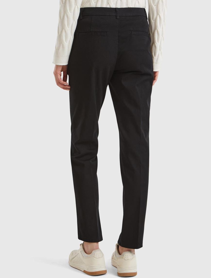 Kadın Siyah Elastanlı Basic Chino Pantolon