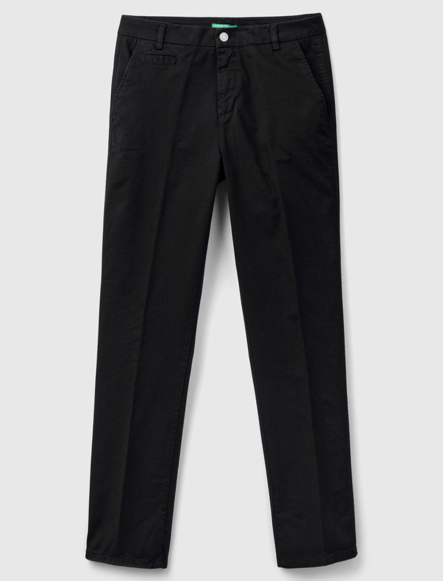 Kadın Siyah Elastanlı Basic Chino Pantolon