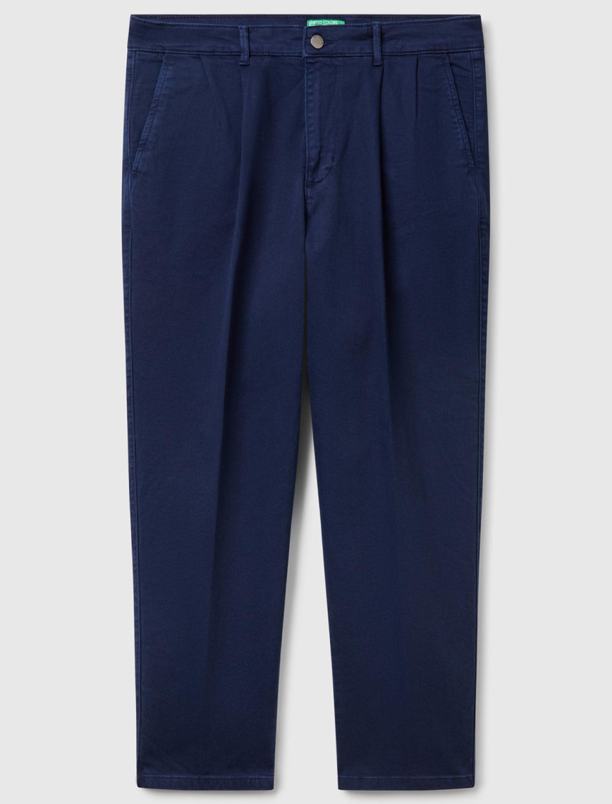 Erkek Lacivert Streç Pamuklu Arkası Cep Detaylı Gabardin Chino Pantolon Erkek Lacivert Streç Pamuklu Arkası Cep Detaylı Gabardin Chino Pantolon