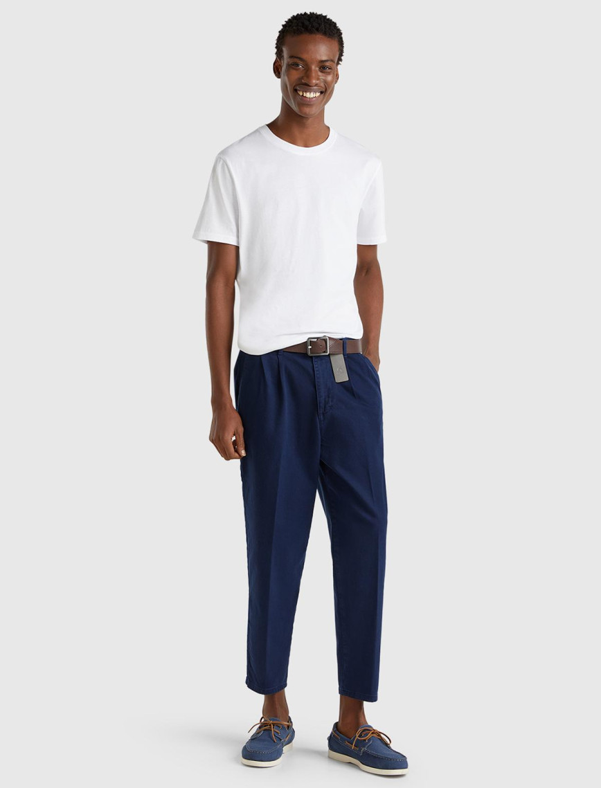 Erkek Lacivert Streç Pamuklu Arkası Cep Detaylı Gabardin Chino Pantolon Erkek Lacivert Streç Pamuklu Arkası Cep Detaylı Gabardin Chino Pantolon